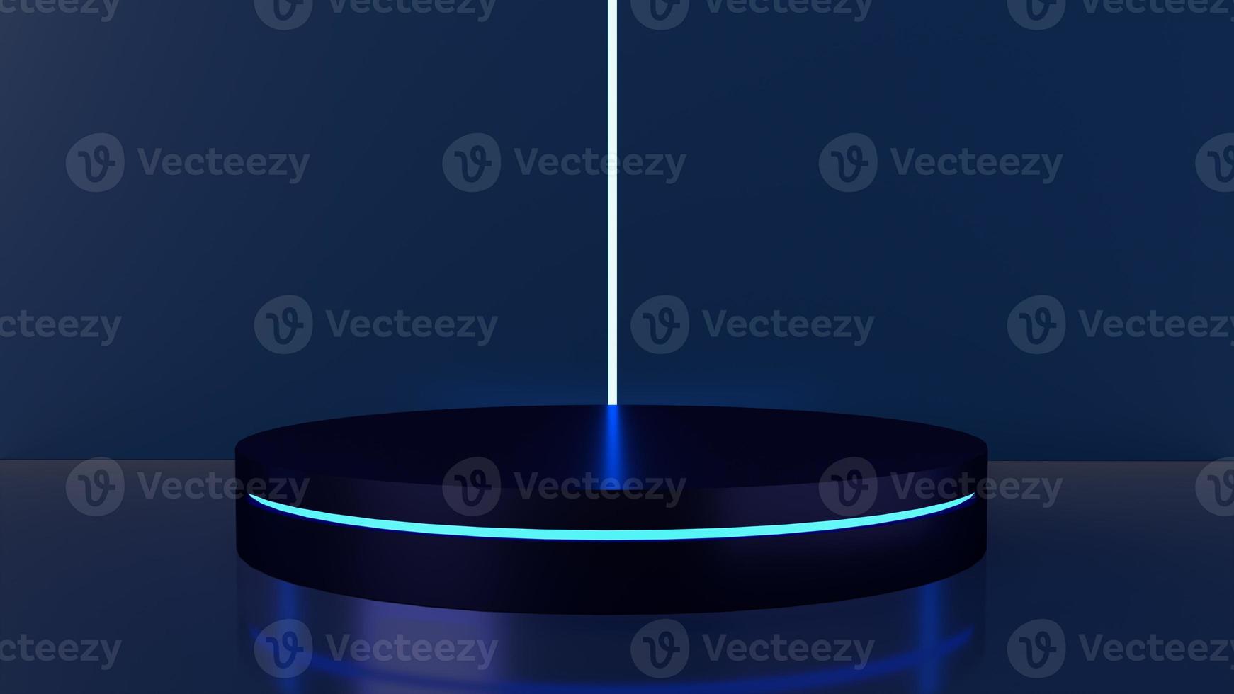 dark blue Present with Podium glow light Minimal design 3d rendering photo