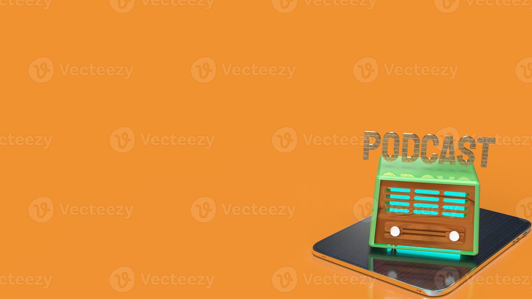 The vintage radio on tablet for podcast or media concept 3d rendering photo