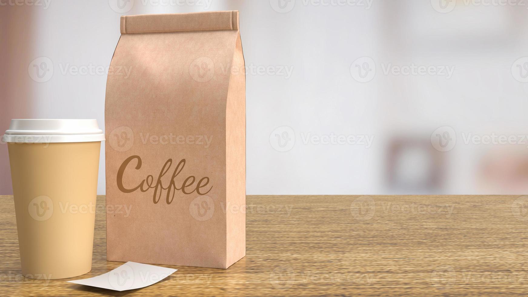 The coffee cup on wood table for hot drink concept 3d rendering photo