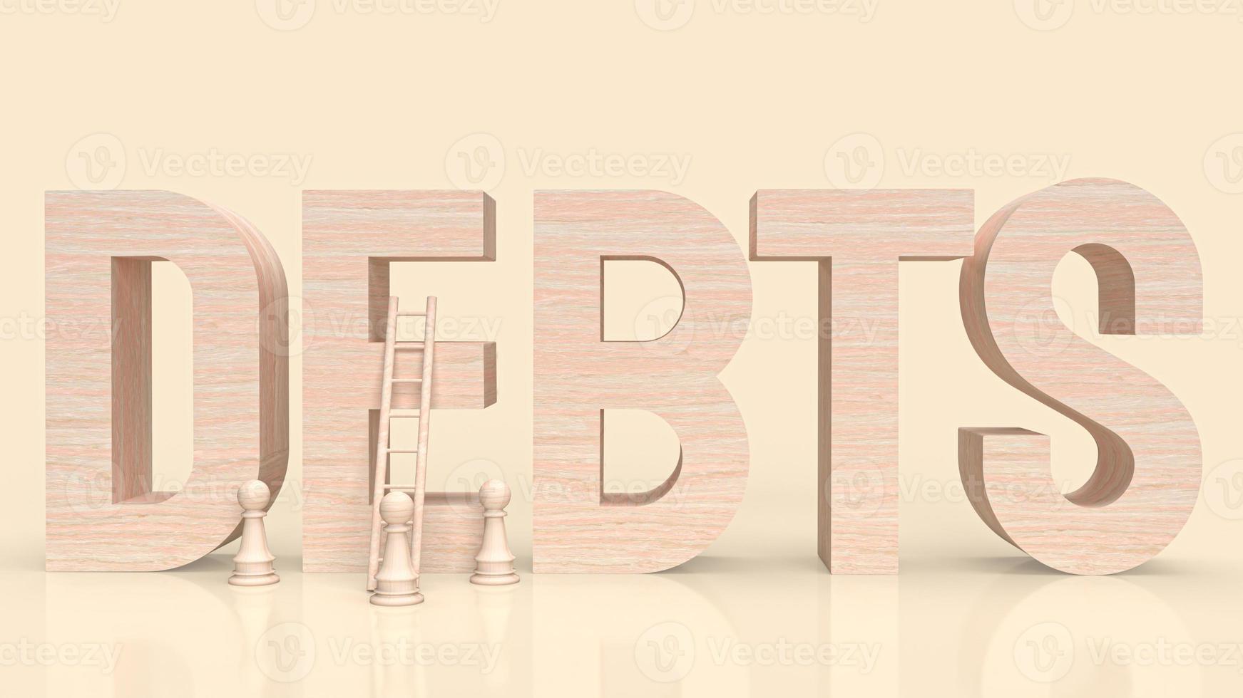 The debts wood text for business concept 3d rendering photo