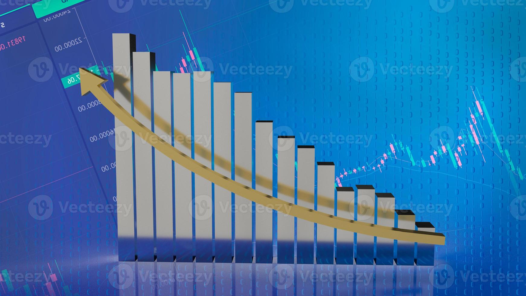 The chart and gold arrow up for business concept 3d rendering photo
