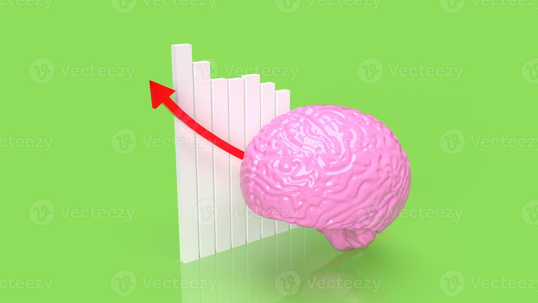 The brain and chart arrow up for sci or education concept 3d rendering photo