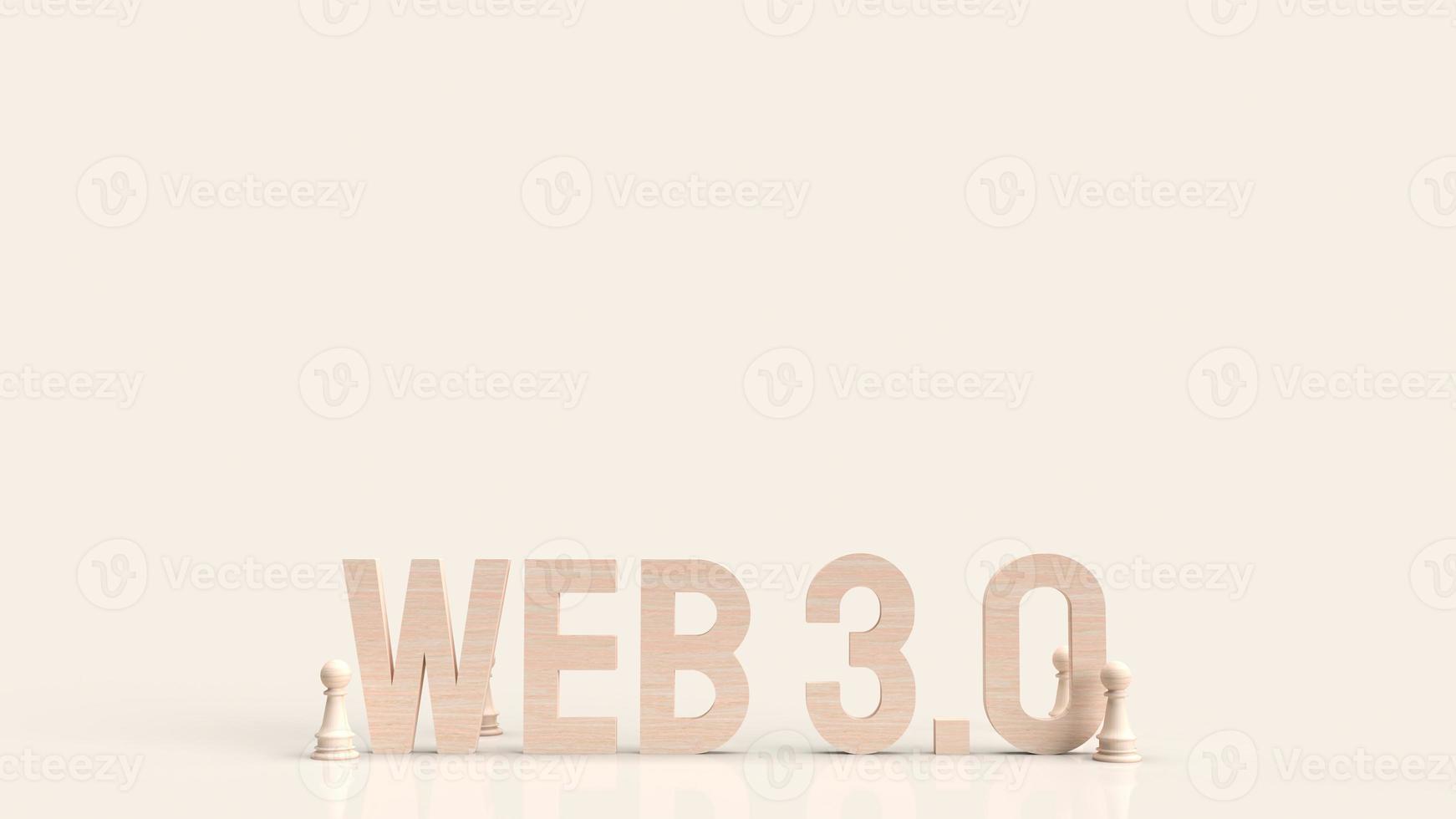Web 3.0  wood text and chess for technology concept 3d rendering photo