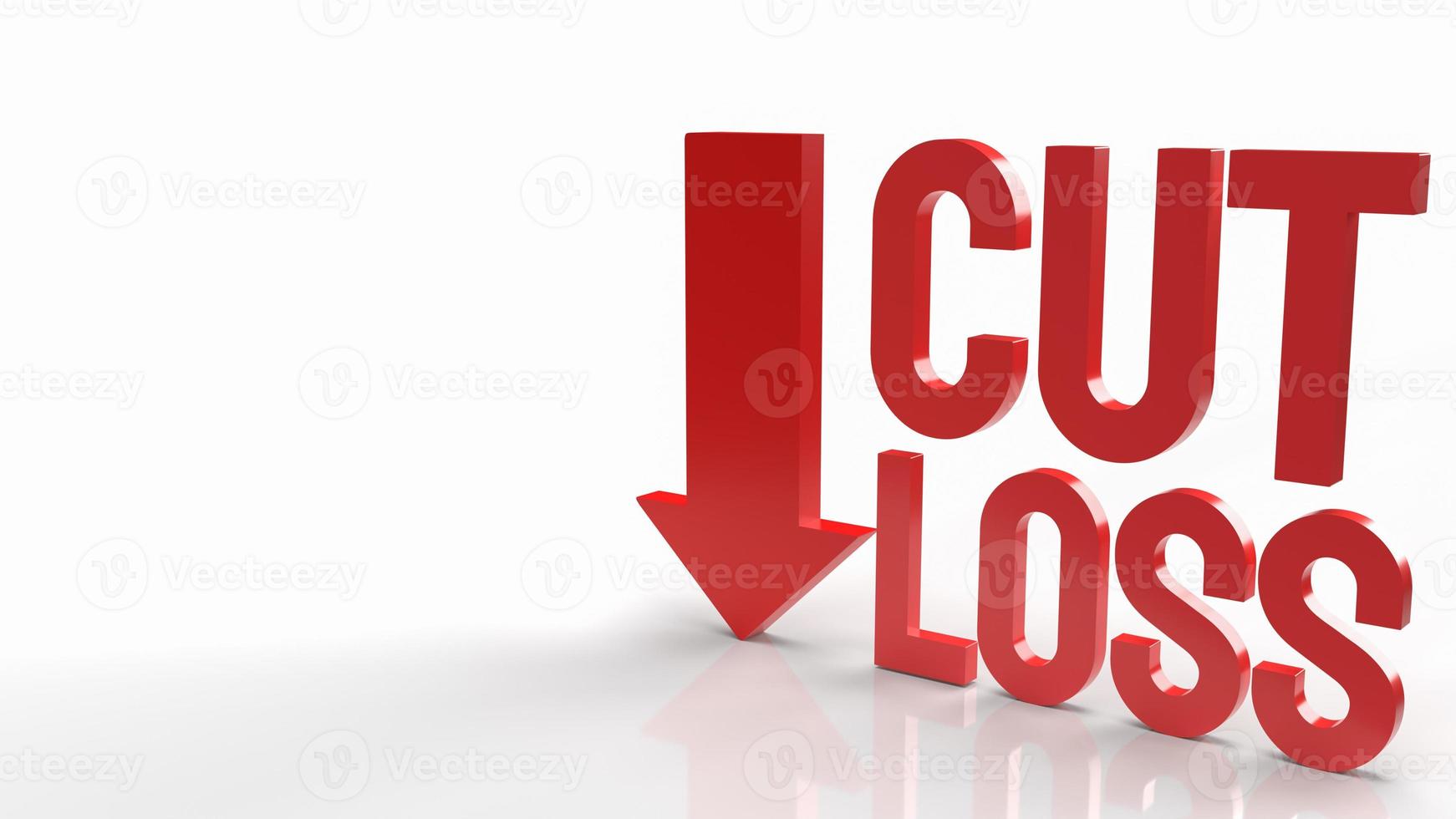 The cut loss red text on white background  for business content 3d rendering. photo