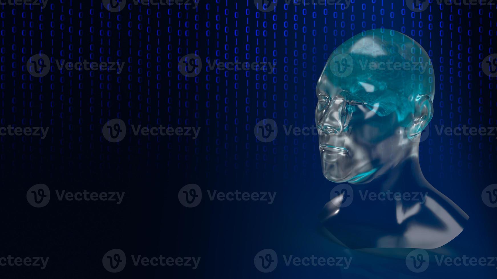 The robotic human head with graphic element face represent artificial intelligence and machine learning concept 3d rendering photo