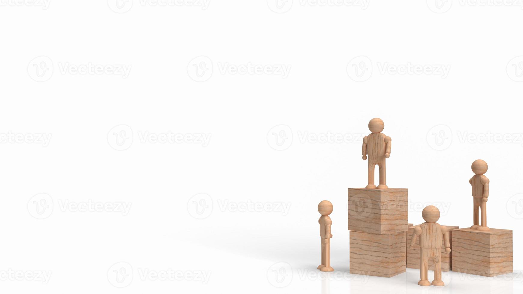 The man wood figure and wood cube for business content 3d rendering photo