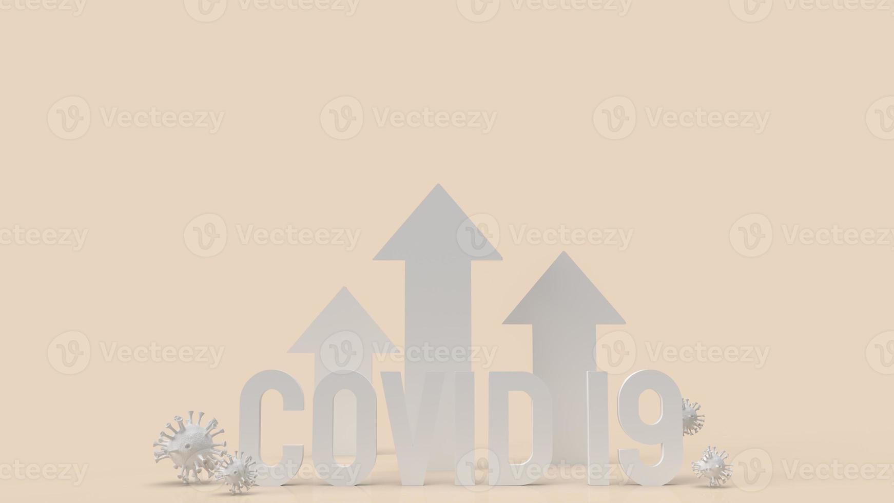 The white word covid 19 and virus for outbreaks or medical concept 3d rendering. photo