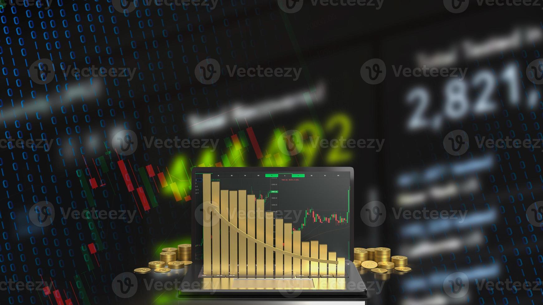 notebook and chart for business concept  3d rendering photo