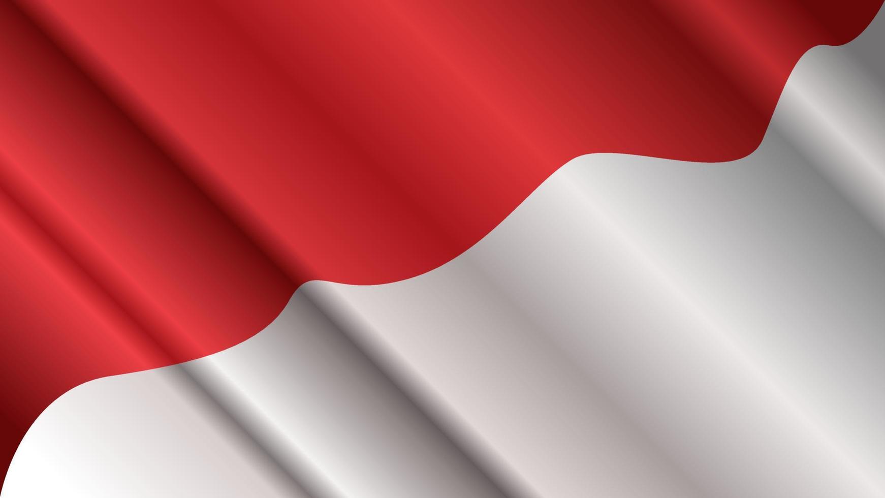 Red white realistic Indonesia flag wave bakground design vector