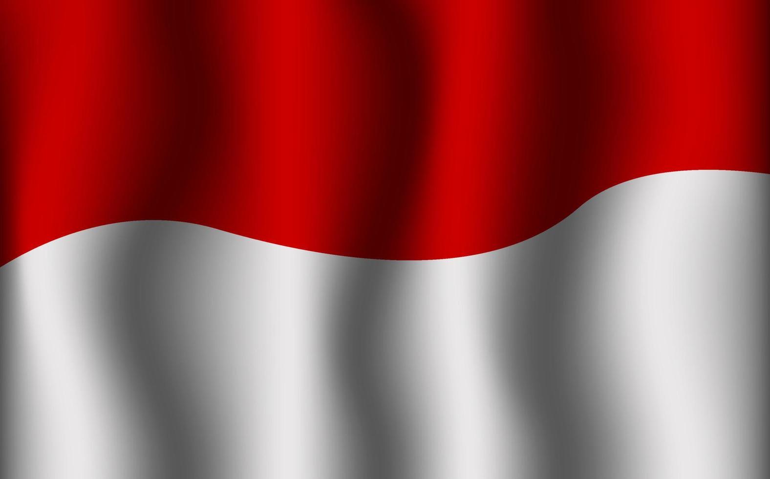 indonesia flag wave realistic red white background design vector