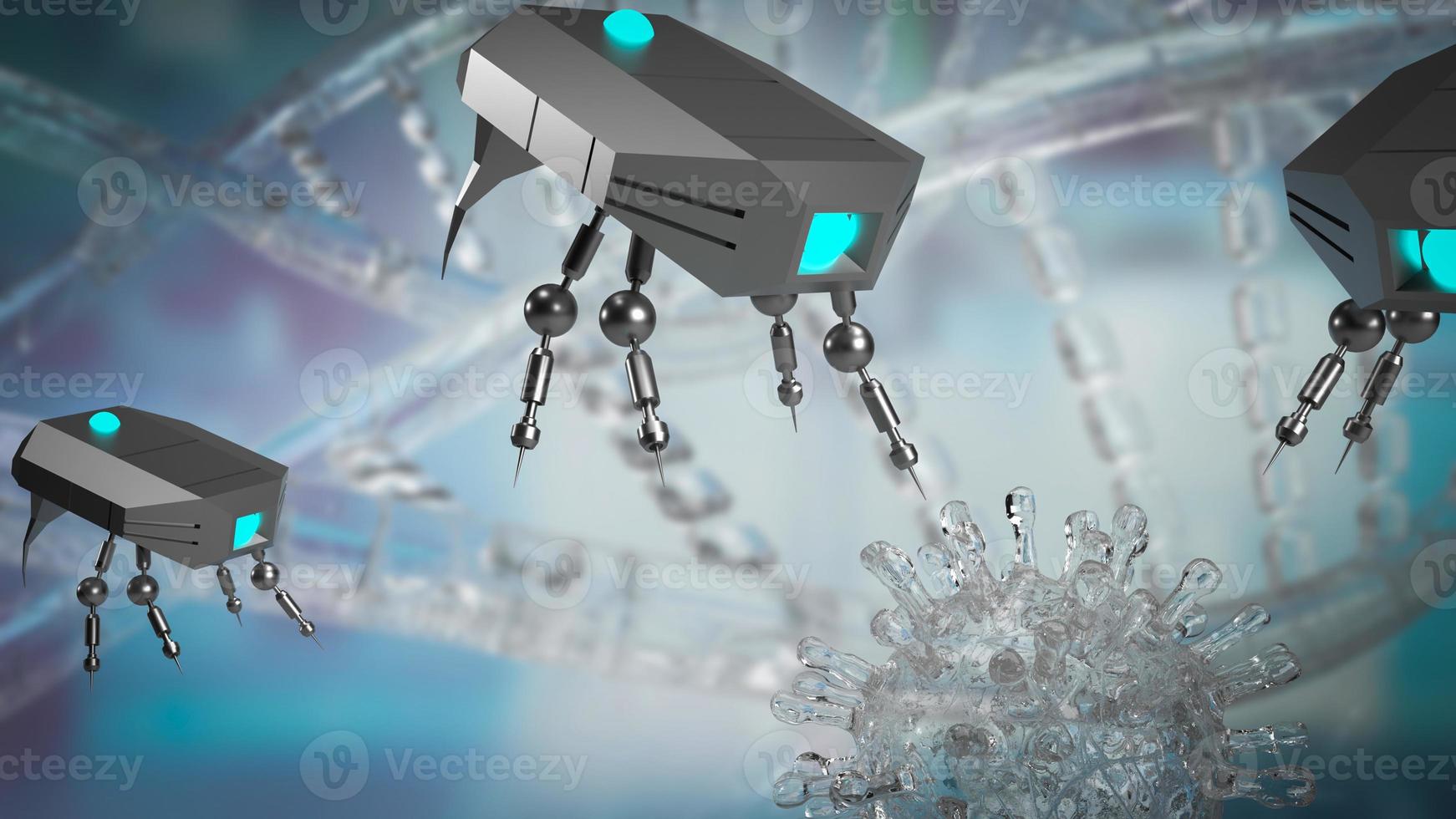 The nano bot and virus for sci or technology concept 3d rendering photo