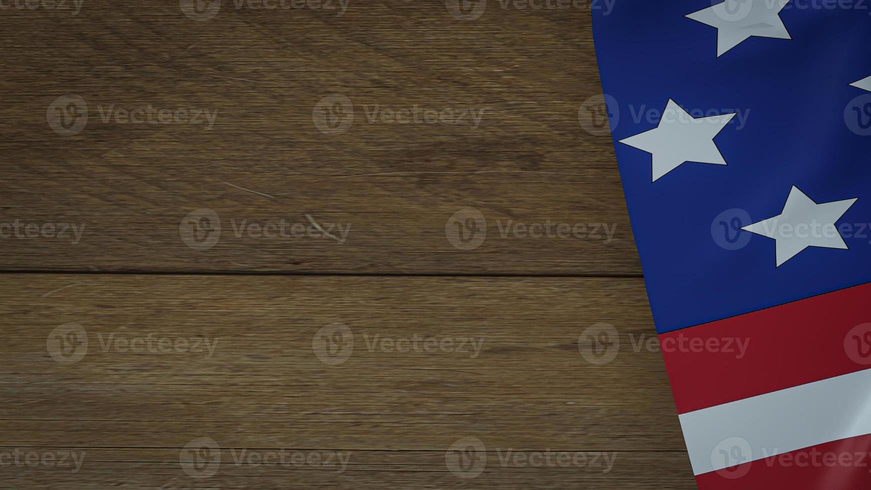 The Usa flag on wood table for Independence Day background 3d rendering photo