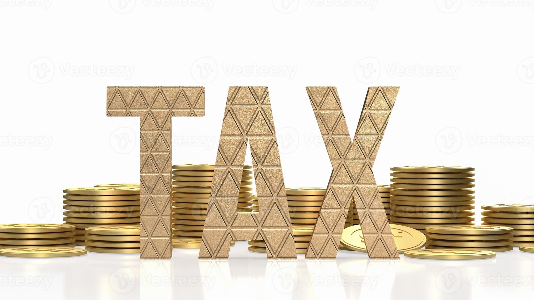 The tax and gold coins on white background for business concept 3d rendering photo