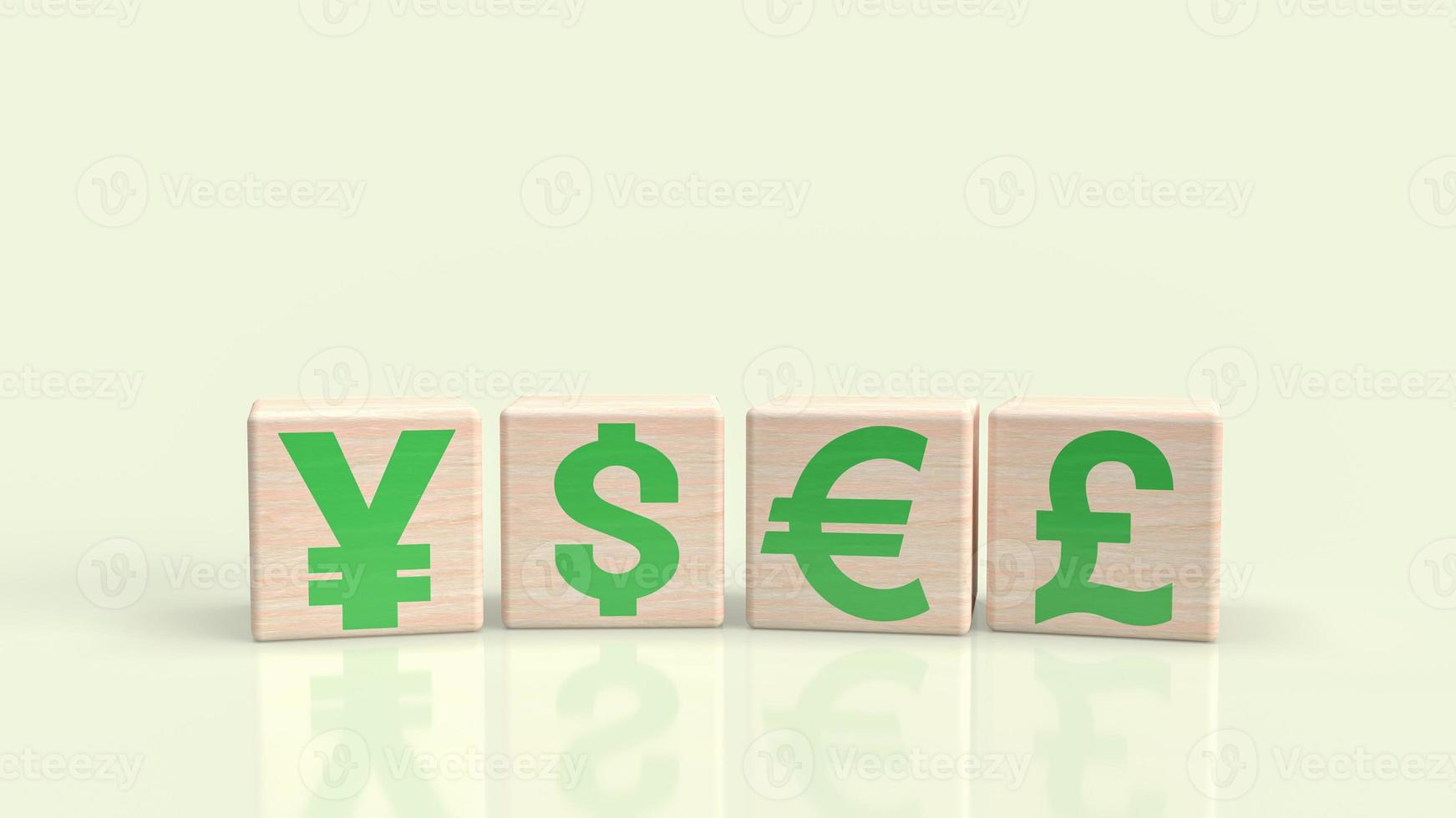 The money symbol on wood cube for business concept 3d rendering photo