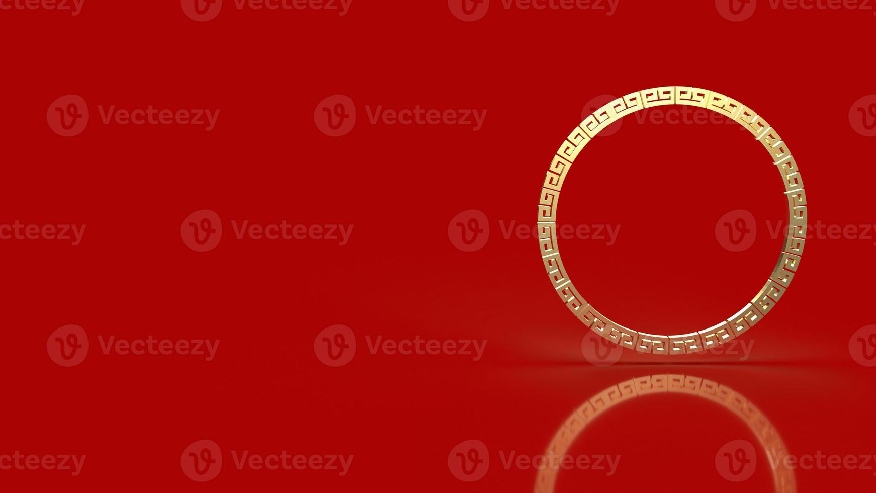 The gold border chinese on red background 3d rendering. photo