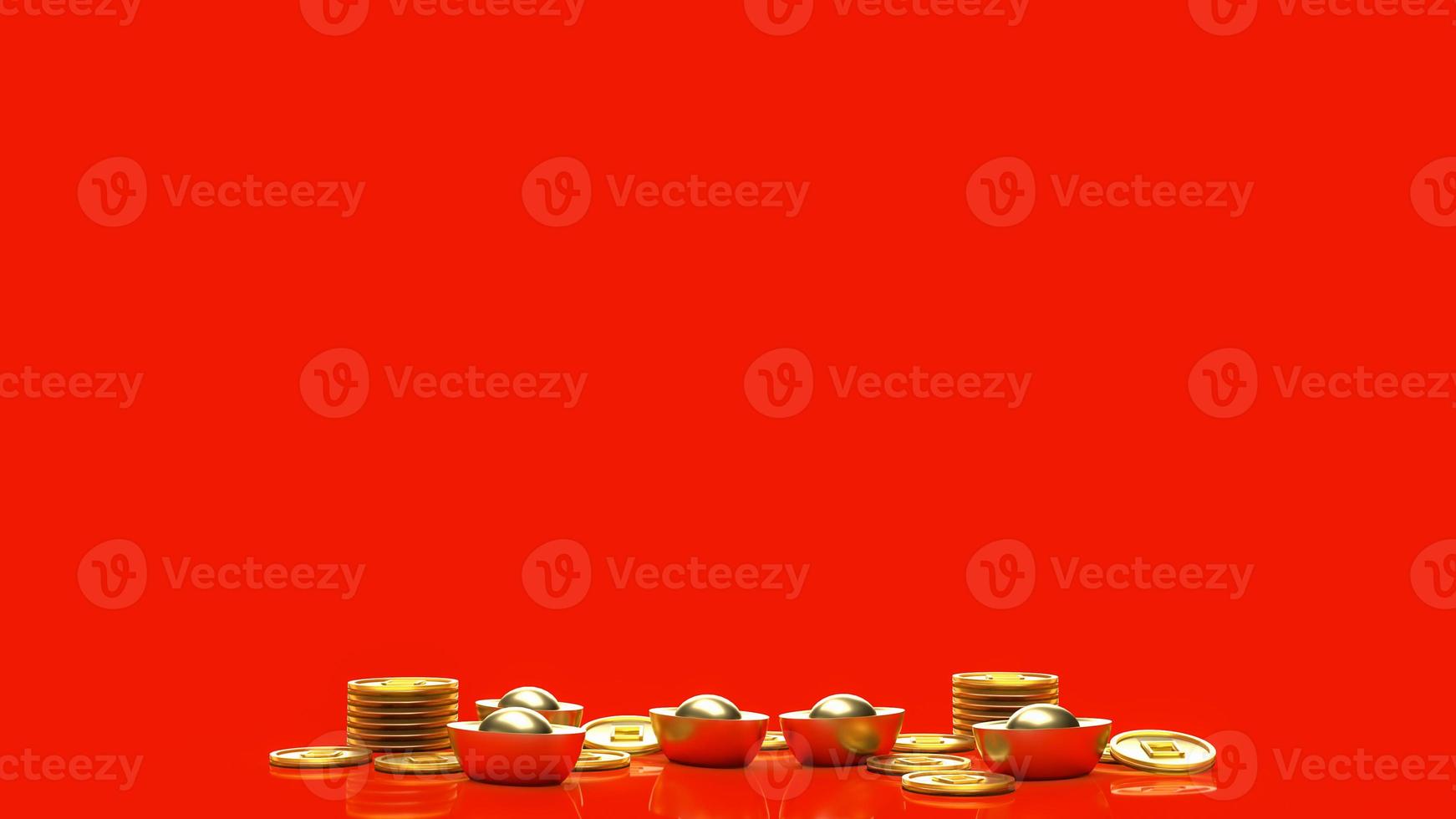 The Chinese gold on red background for celebration or new year concept 3d rendering photo