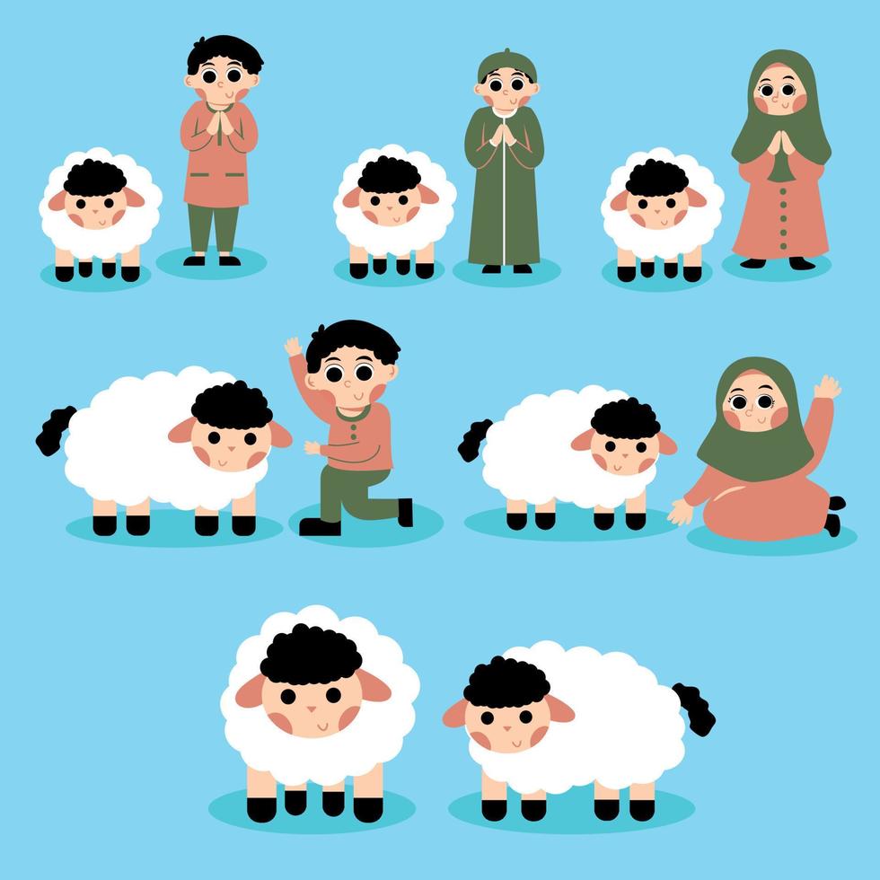 eid al adha muslim kids illustration vector