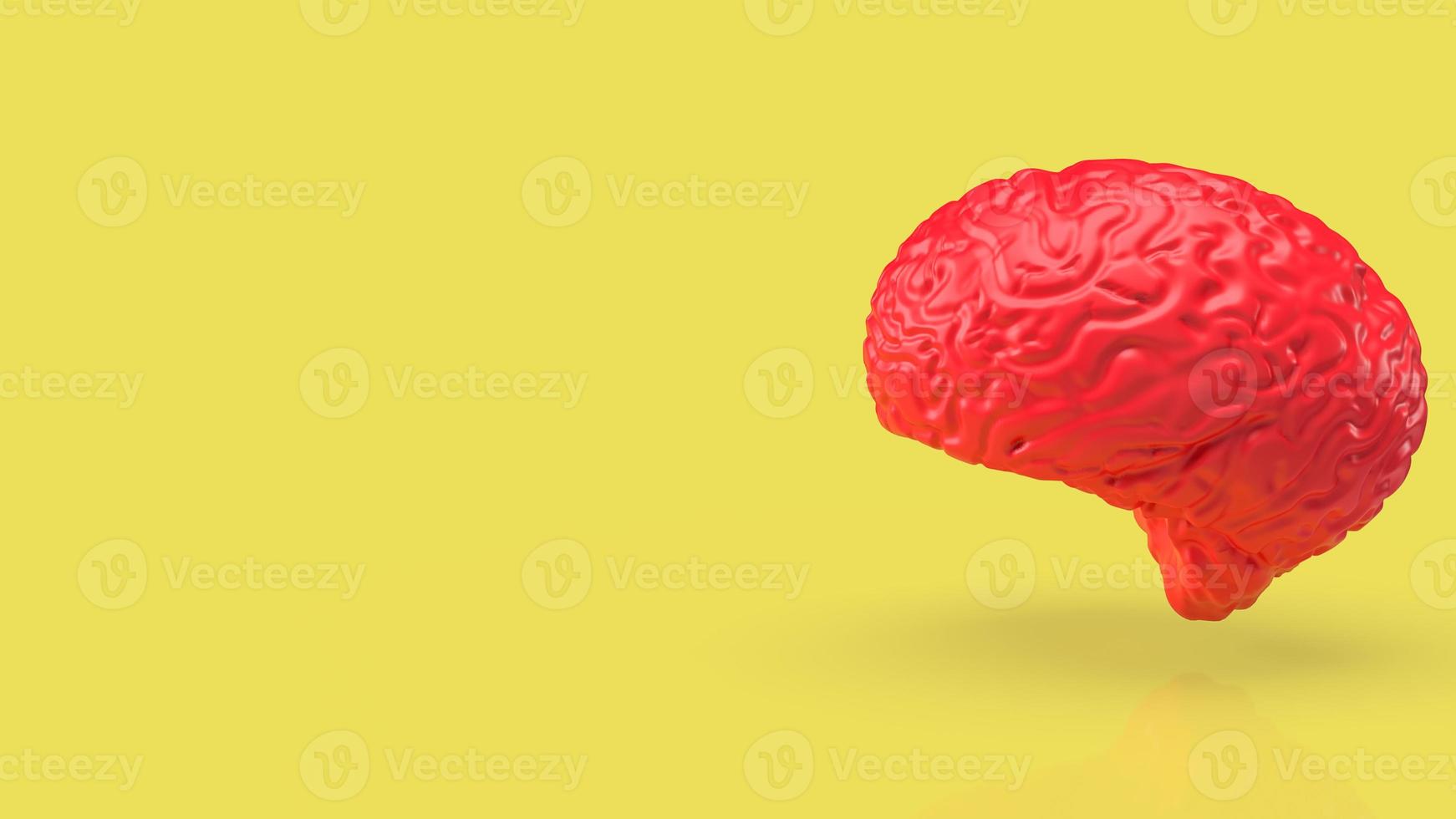 red brain on yellow back ground 3d rendering photo