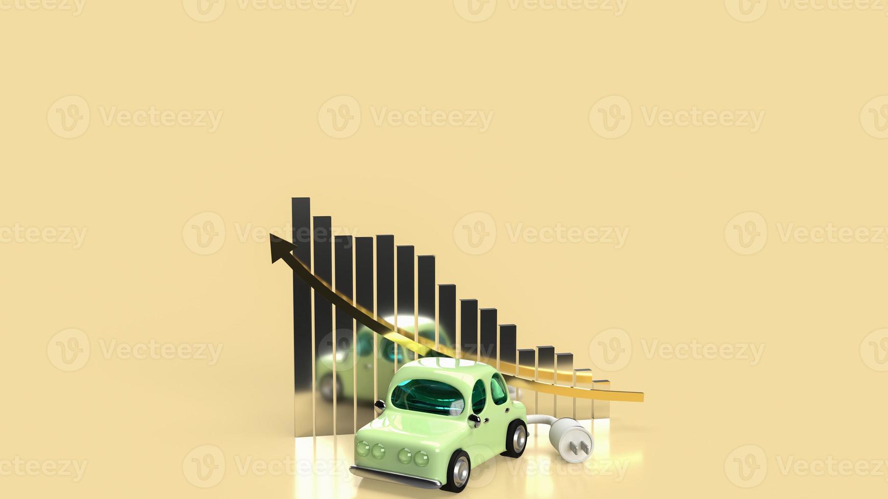 The car and electric plug on chart business for eco or automobiles system 3d rendering photo