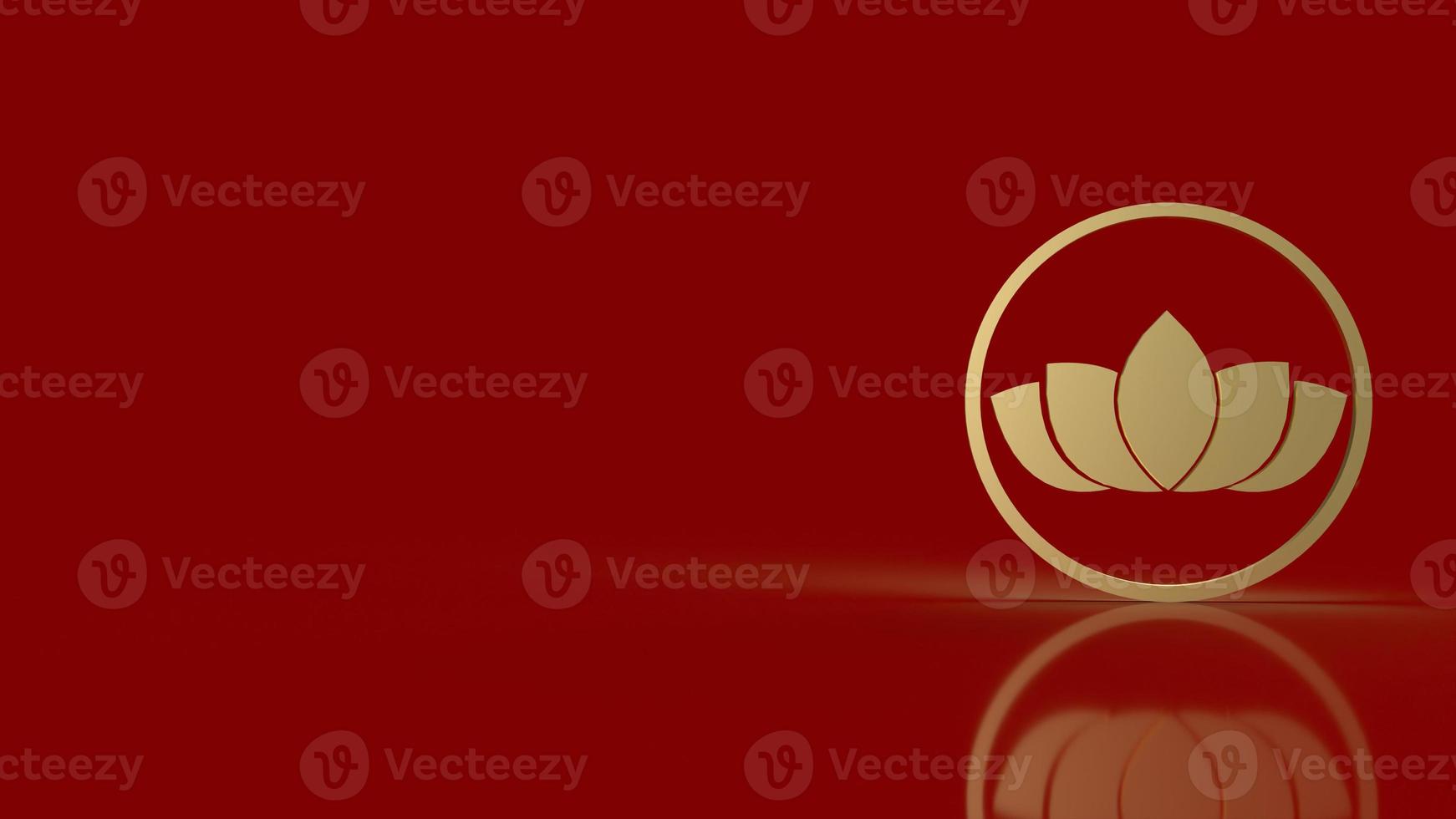 The luxury  gold lotus on red background  3d rendering photo