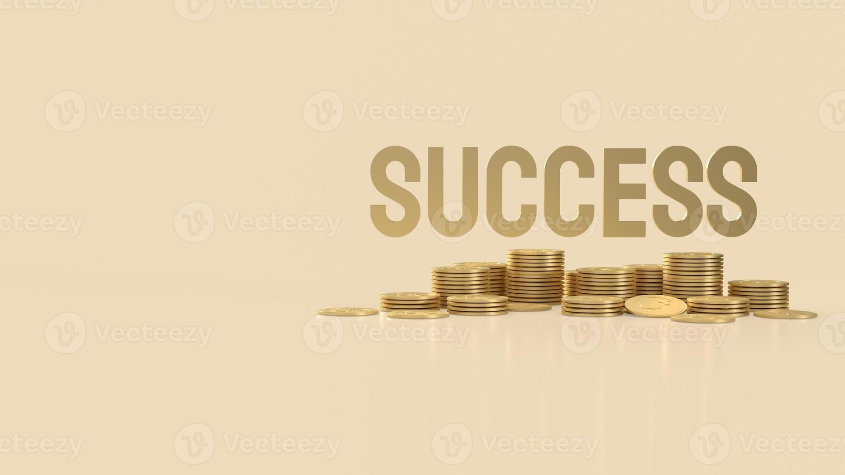 The success gold text for business content background 3d rendering photo