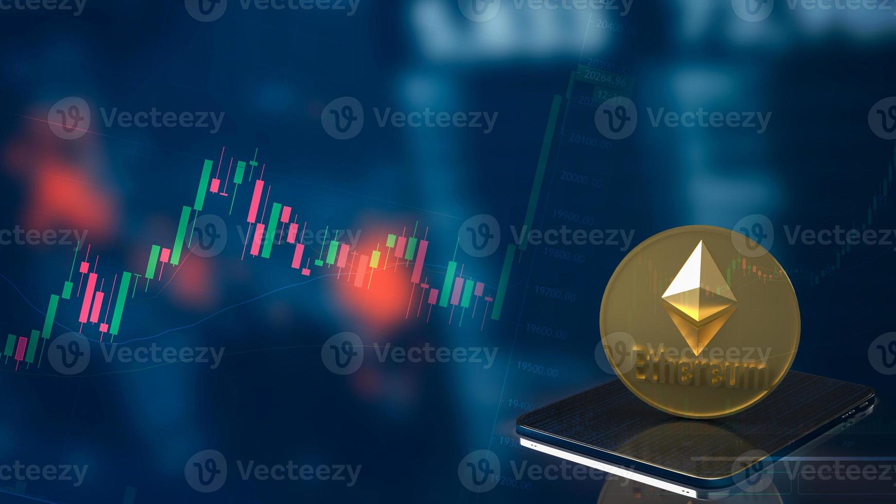 ethereum coin on tablet  for  cryptocurrency concept 3d rendering. photo