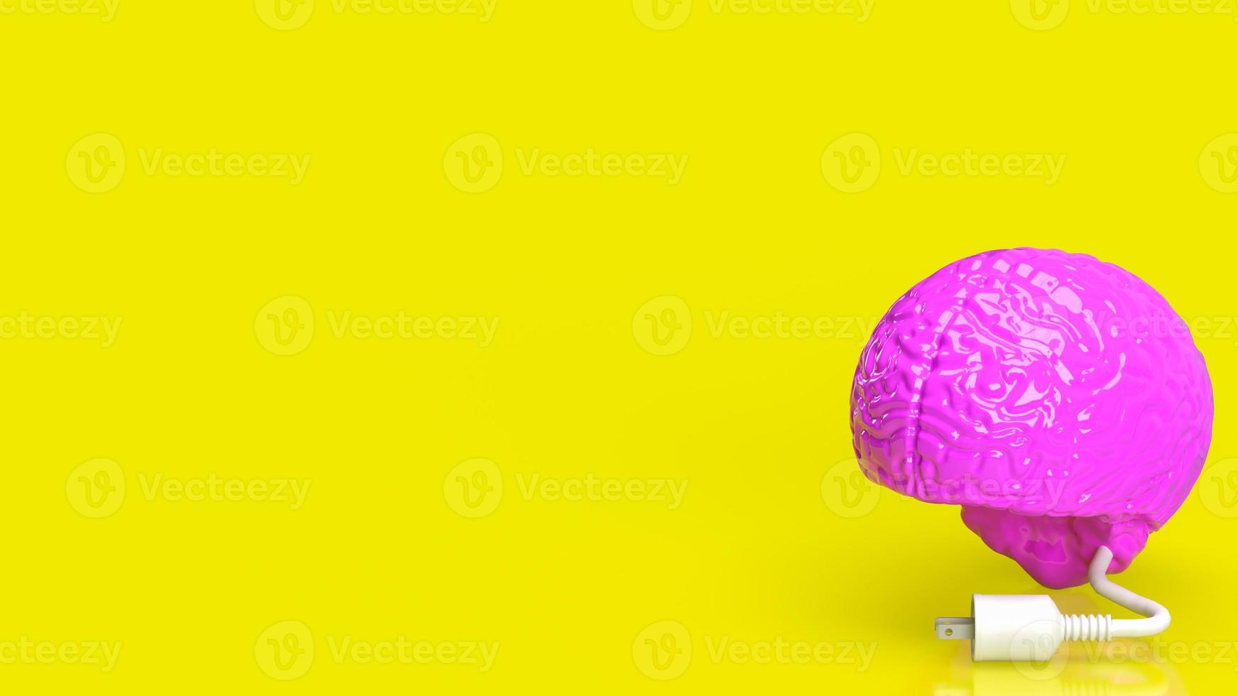 The pink brain and white electric plug for creative or business concept 3d rendering photo