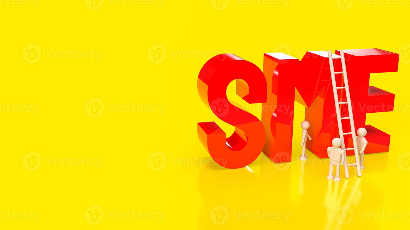 The red sme text on yellow background for business concept 3d rendering photo