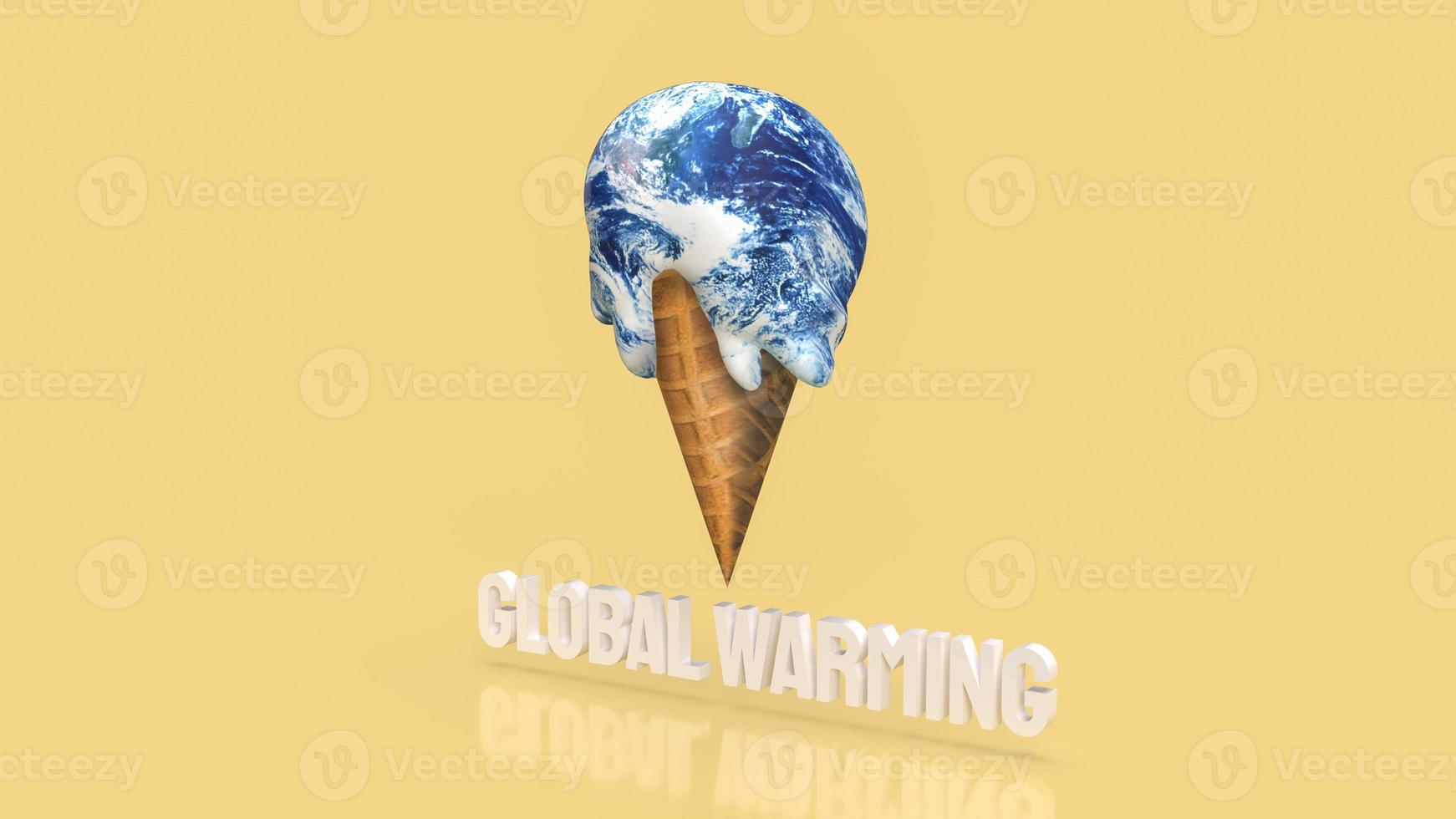 The earth ice cream melting concept for global worming 3d rendering photo