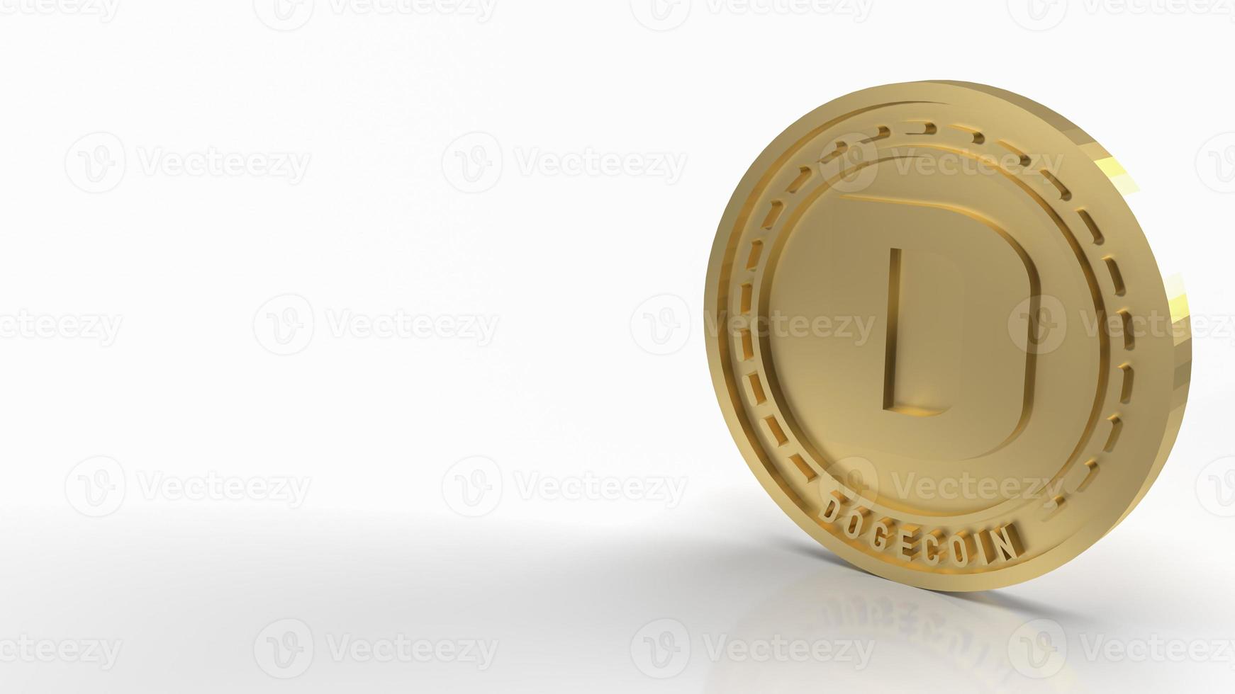 The gold dogecoin on white background for cryptocurrency content 3d rendering photo