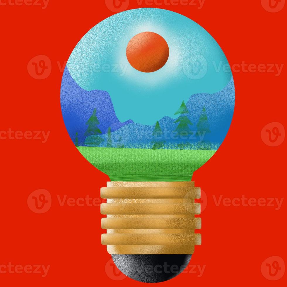 The Light bulb  illustrates image for ecology or eco concept photo