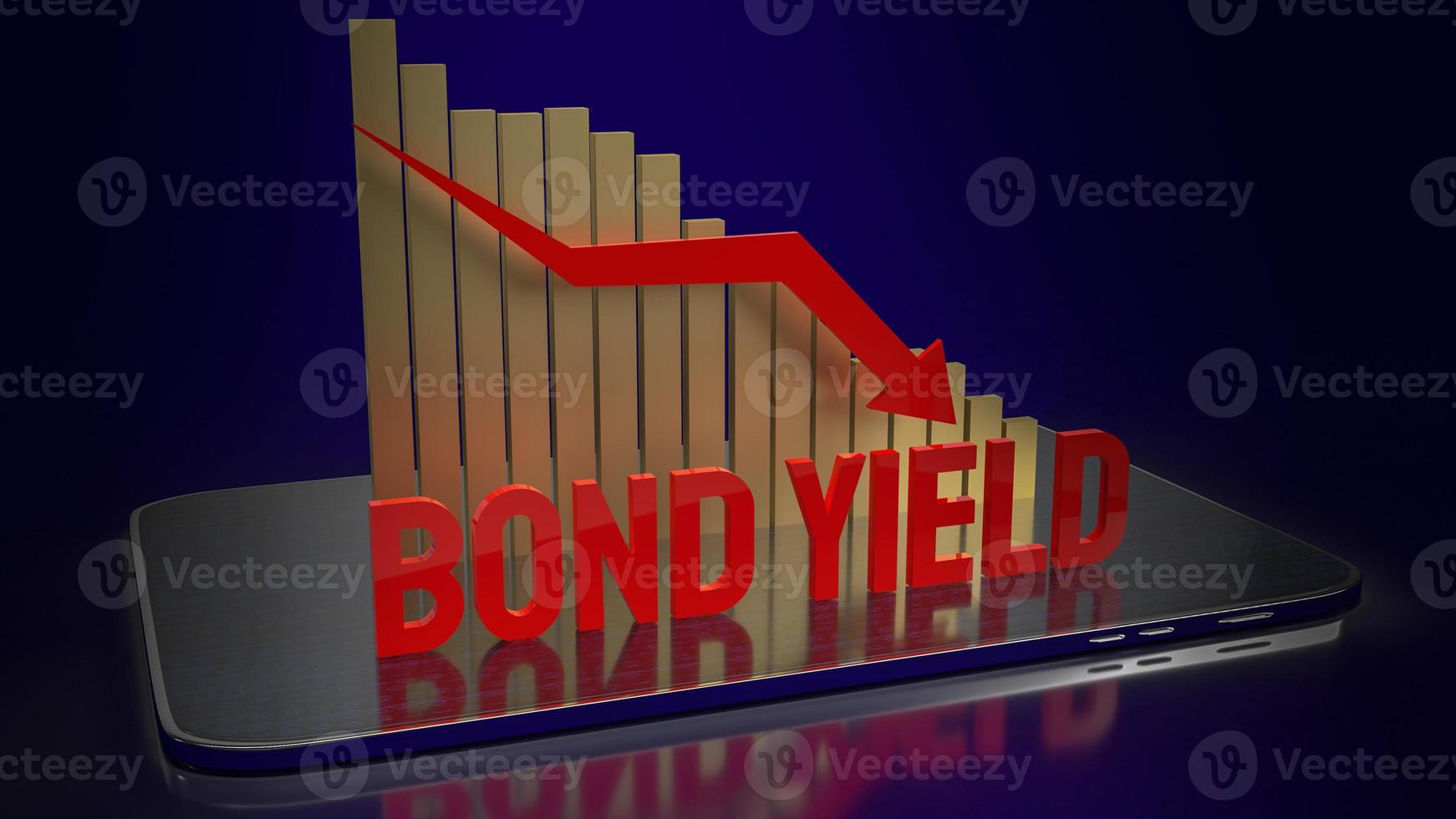 The bond yield red word and chart arrow down background for business content 3d rendering photo