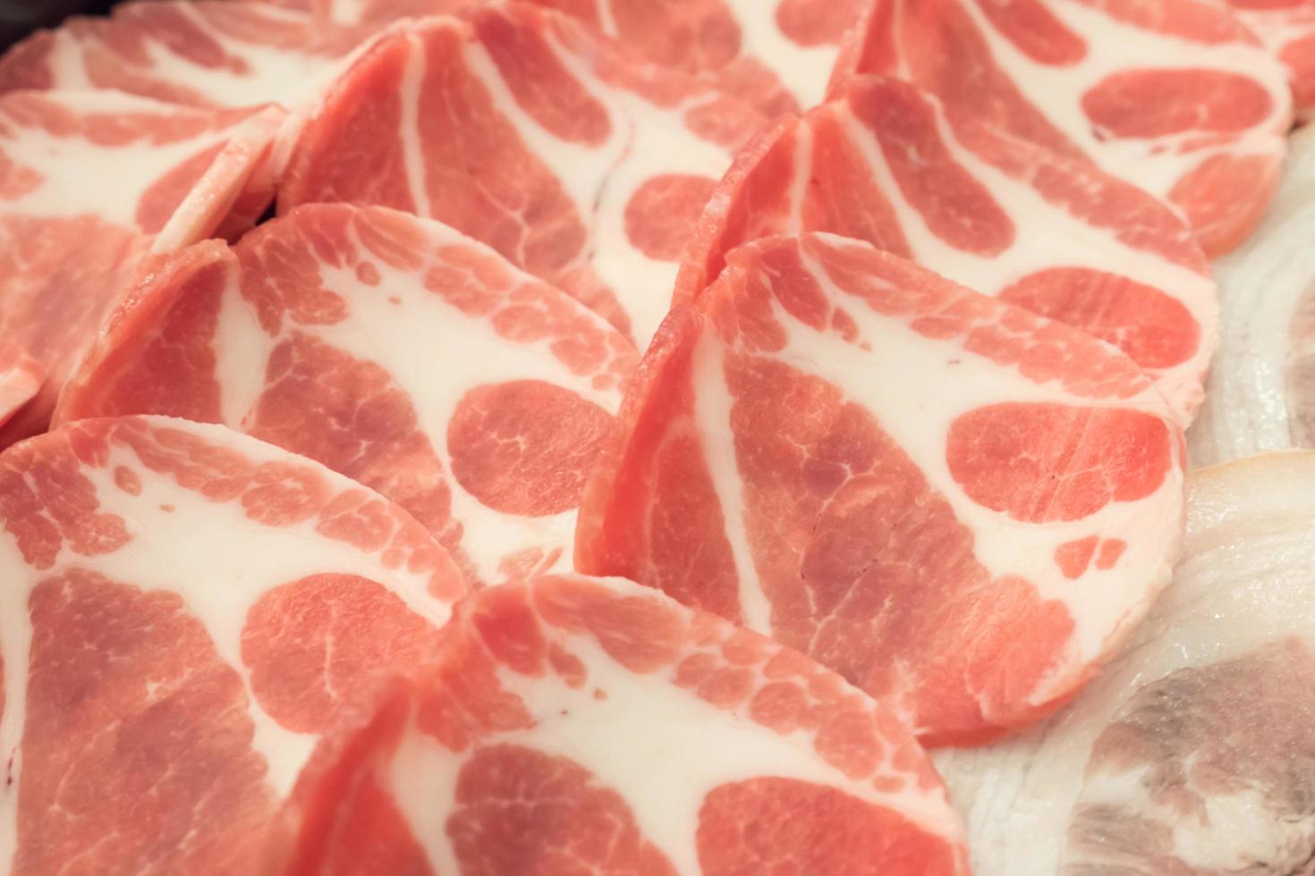 Raw pork slice for barbecue, Japanese food, Yakiniku photo