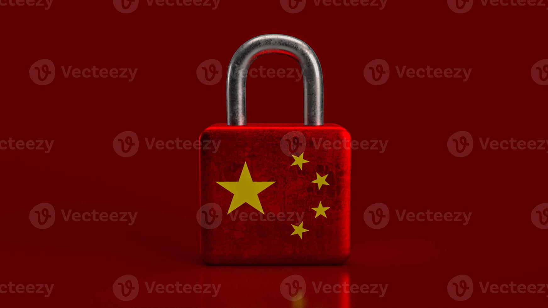 The Chinese flag on lock for business concept 3d rendering photo