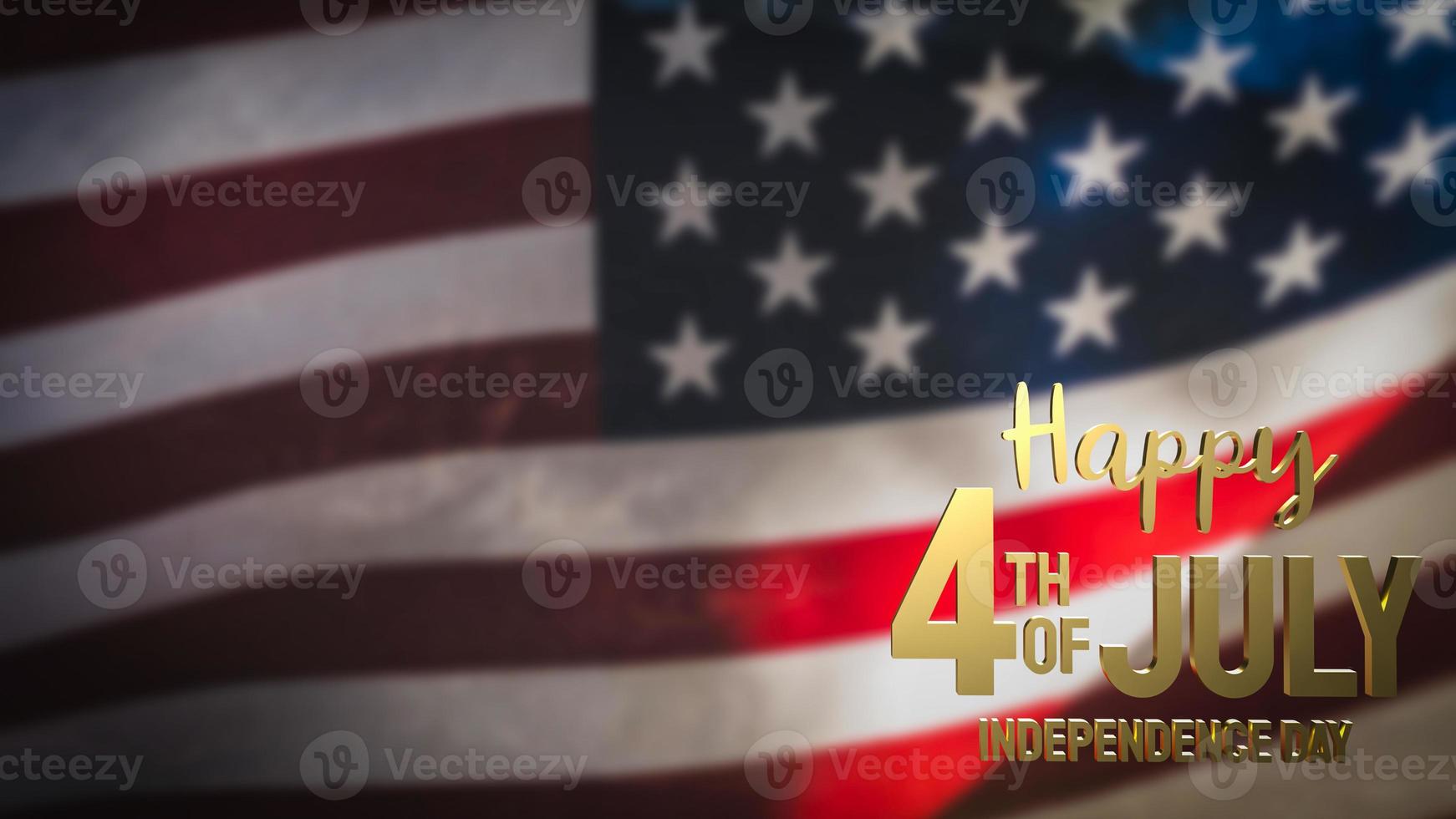 The 4 th of July  gold  text on united stage of America  flag for holiday or celebration concept 3d rendering photo