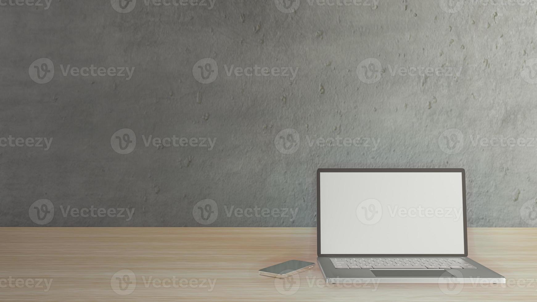 The notebook on wood table for background for business content 3d rendering photo