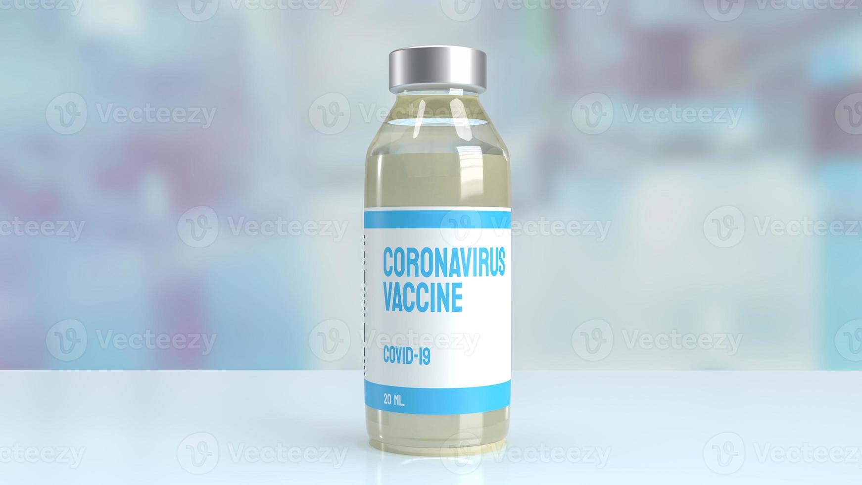 The vaccine on white table in science laboratory research  for sci or medical concept 3d rendering photo