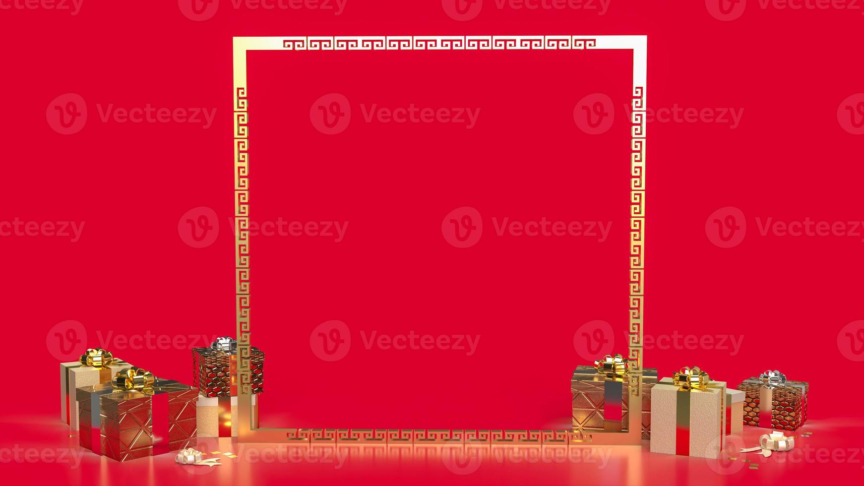 gold 2022 and gift boxes  for Chinese new year  concept 3d rendering photo