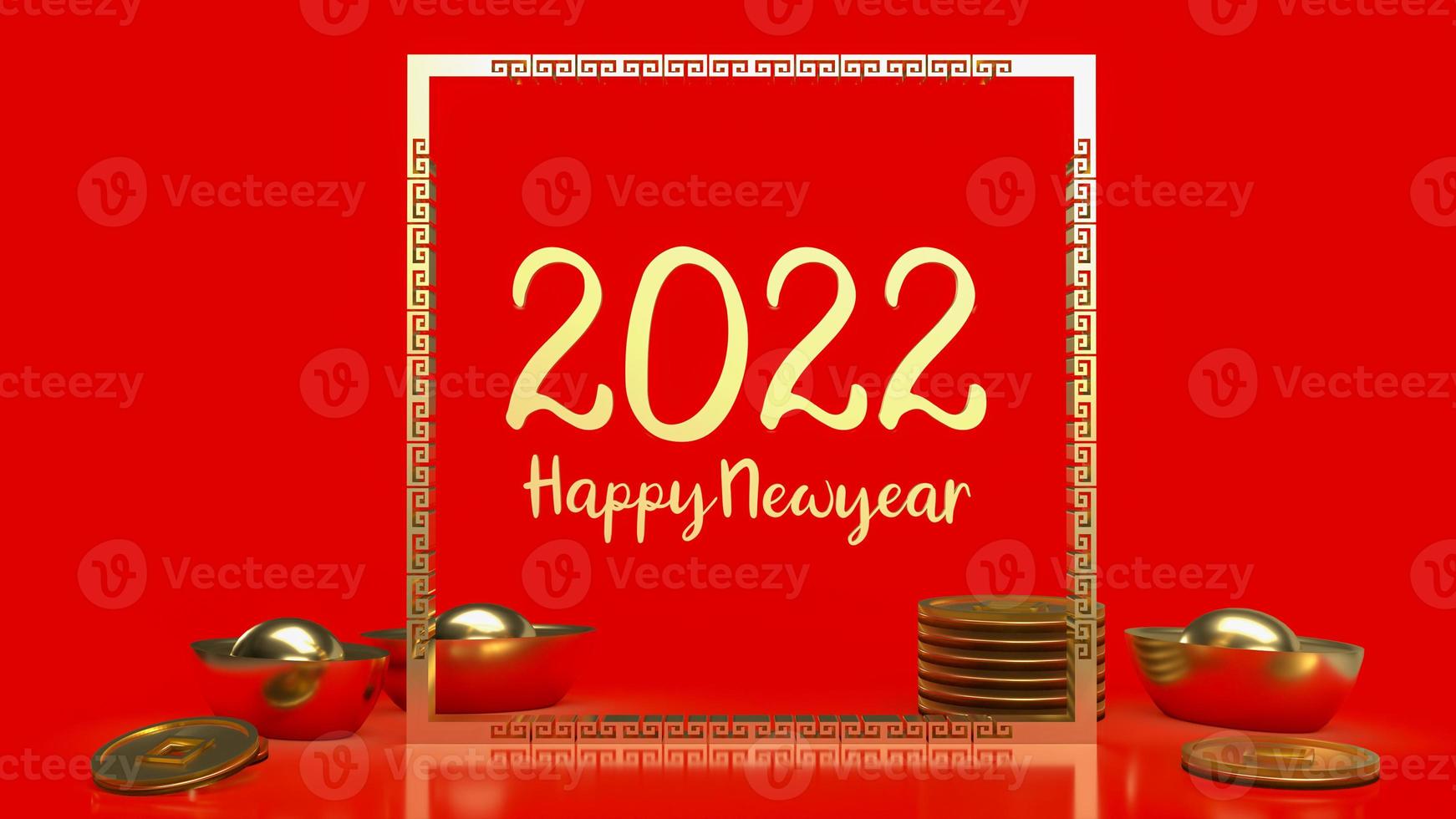 gold number 2022 Chinese  style  for happy new year concept 3d rendering photo