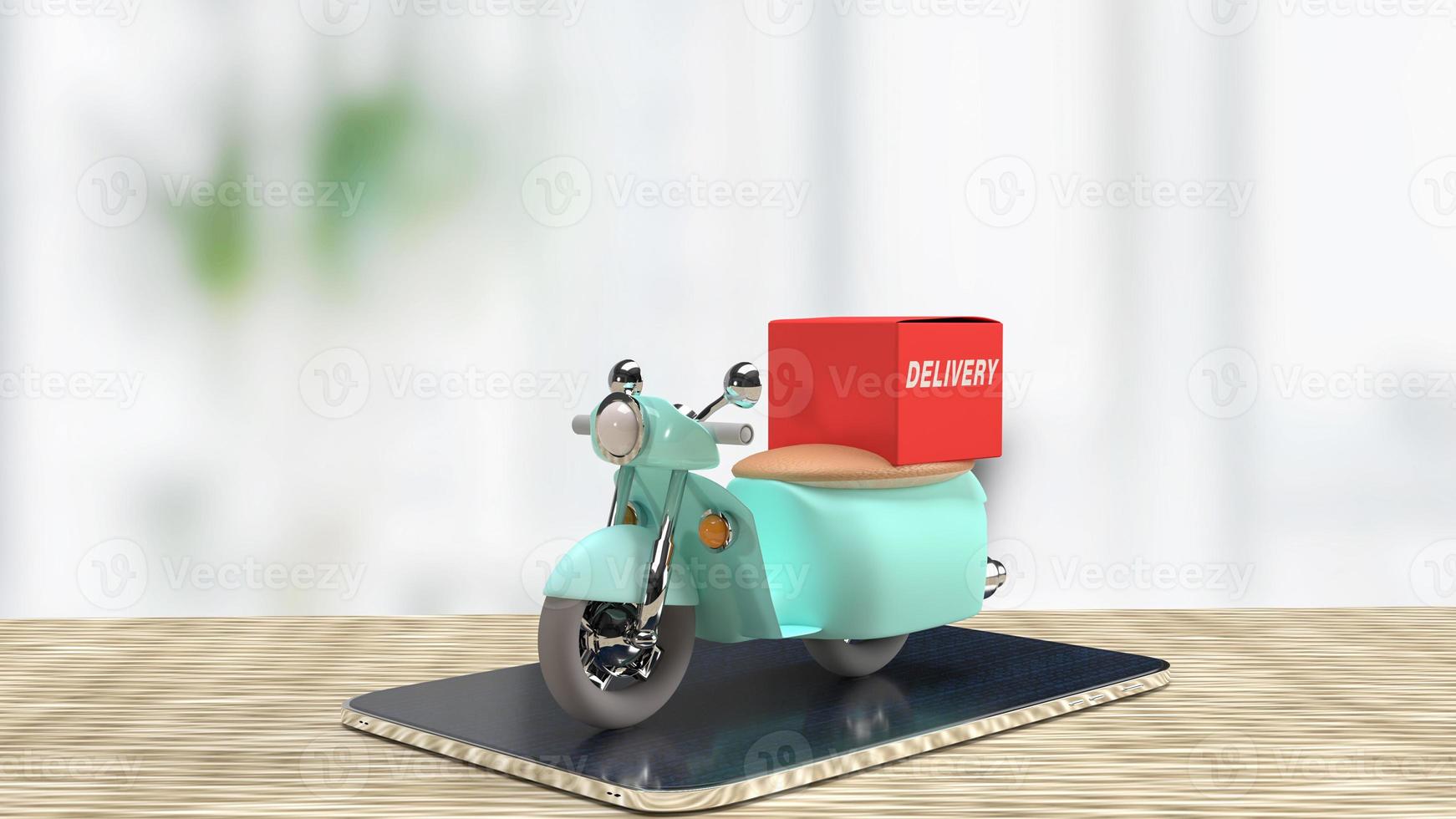 bike delivery on tablet for applications concept 3d rendering photo