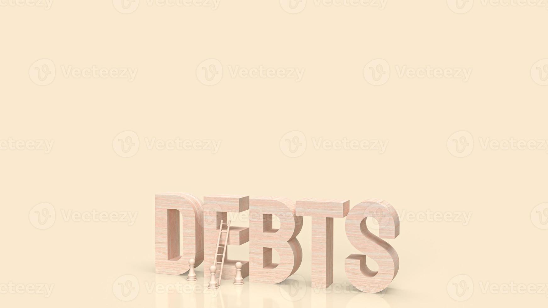 The debts wood text for business concept 3d rendering photo