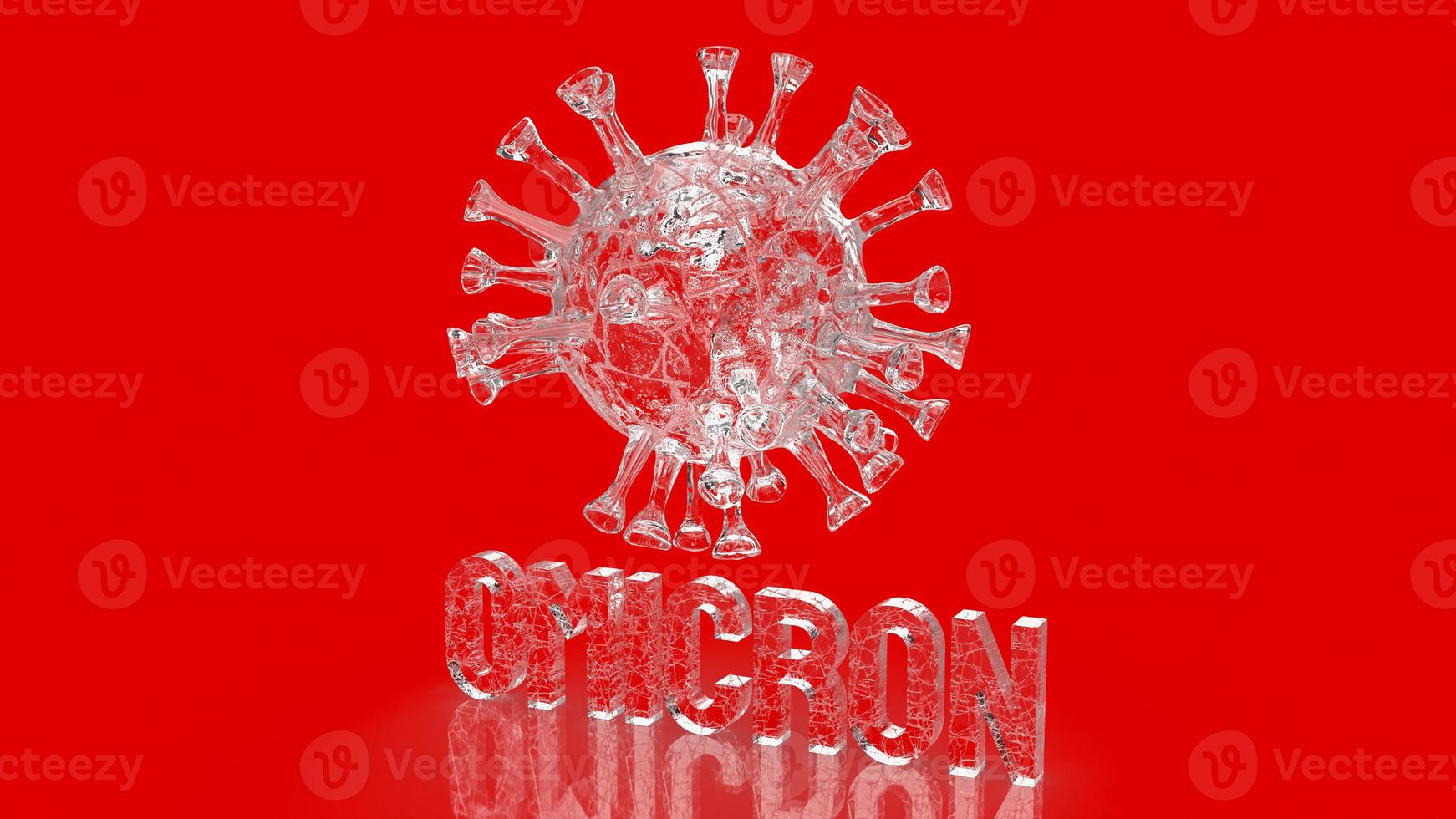 el virus omicron sobre fondo rojo para covid 19 o concepto médico representación 3d foto