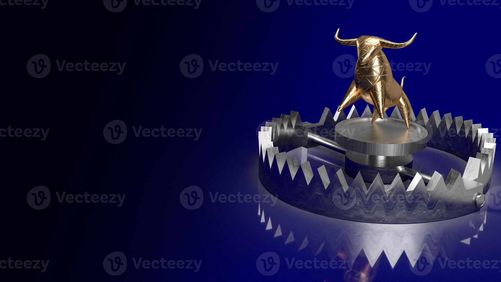 gold bull in trap for business concept 3d rendering photo