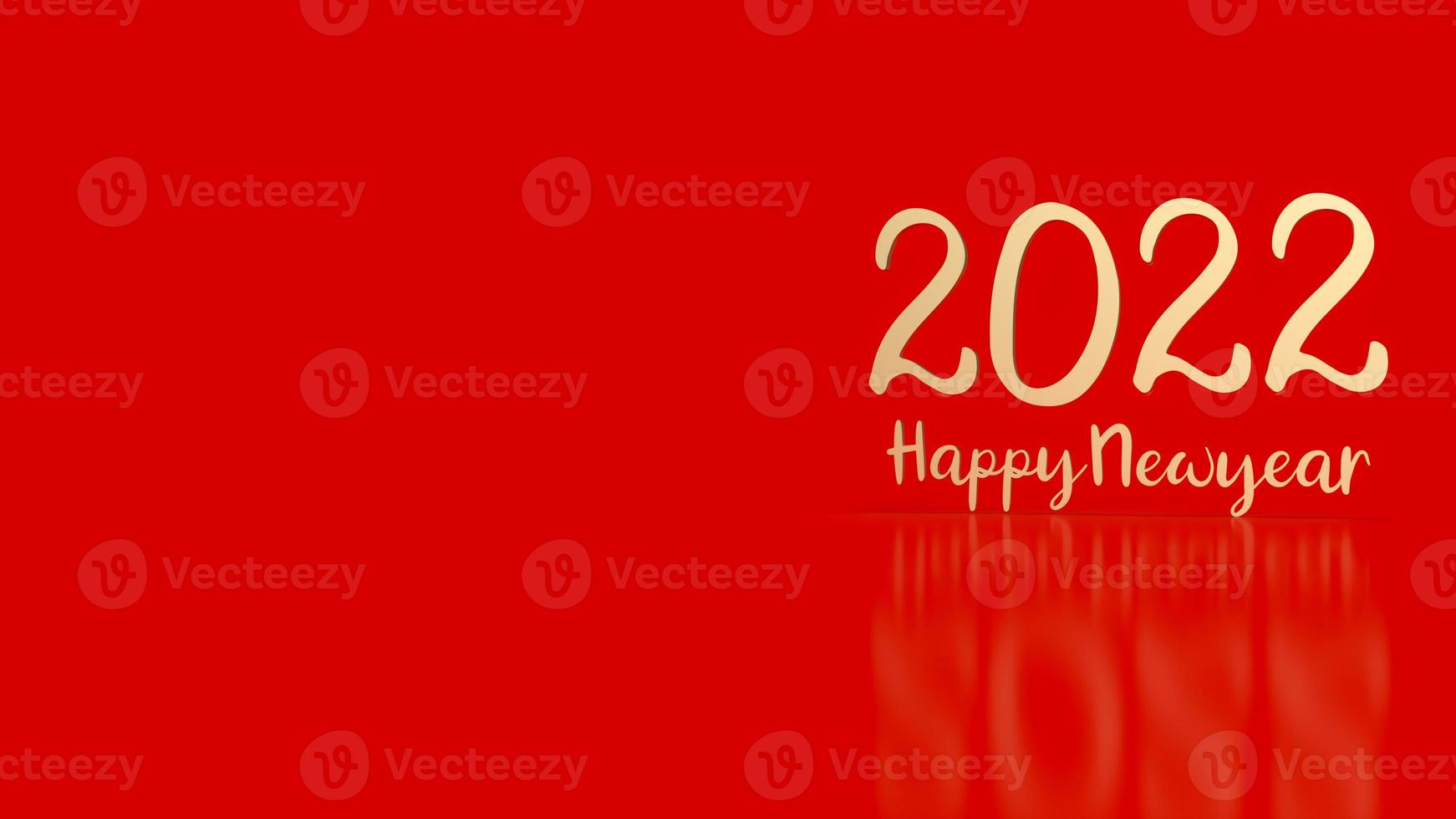 número de oro 2022 sobre fondo rojo para la representación 3d del concepto de feliz año nuevo foto