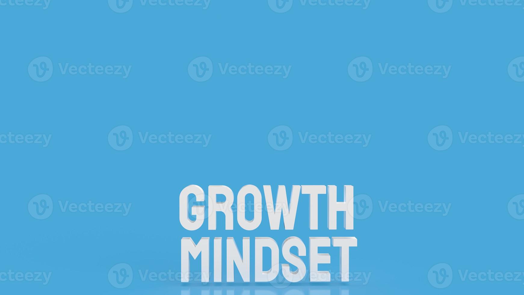 The  white growth mindset word on blue color  background 3d rendering photo