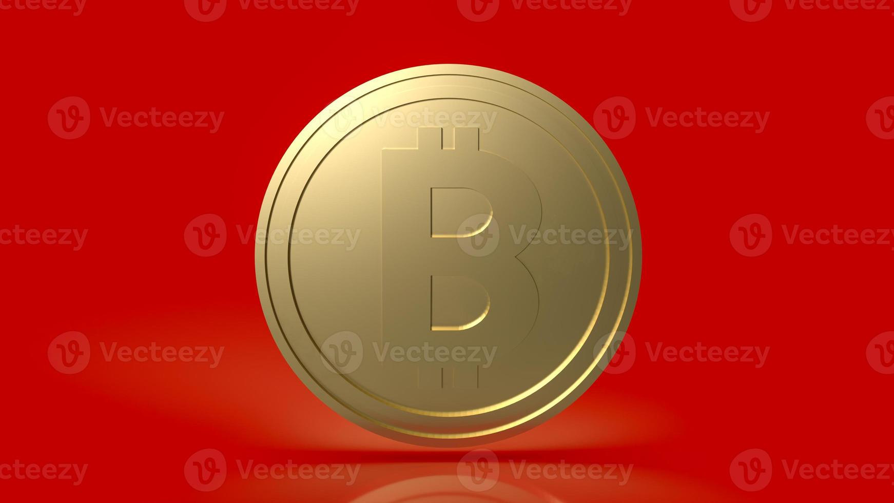 bitcoin coin on red background  for cryptocurrency or business concept 3d rendering photo