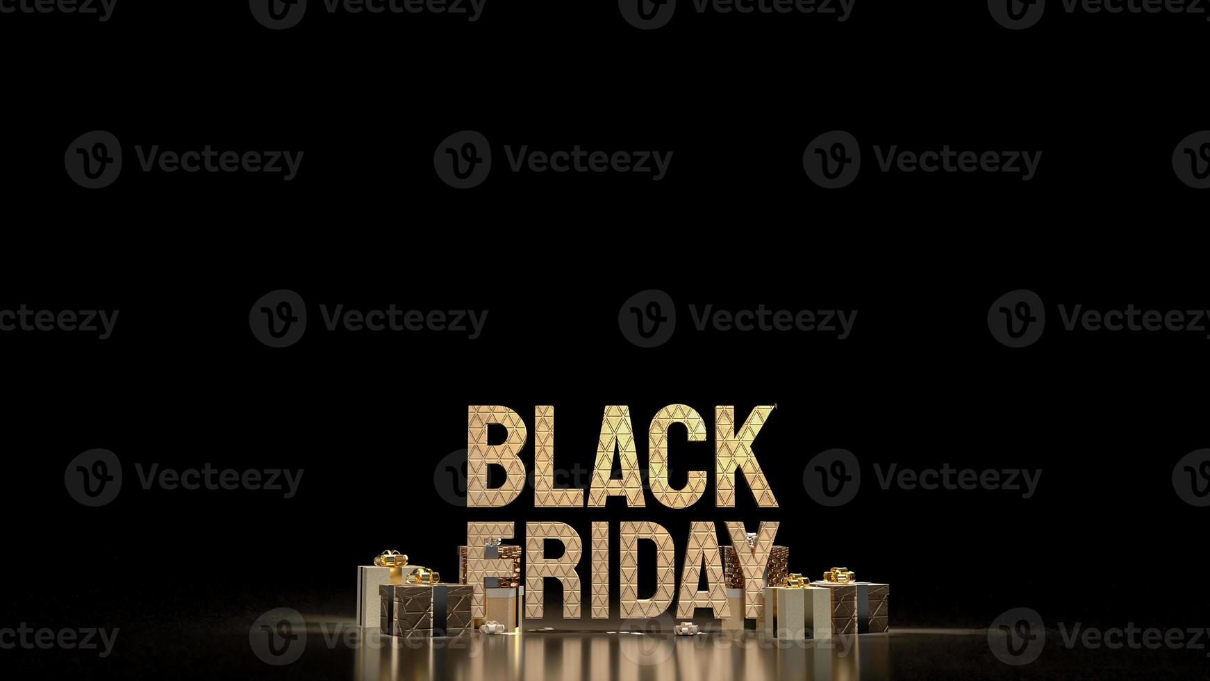 Black Friday gold text and gift boxes for offer or promotion shopping concept  3d rendering photo