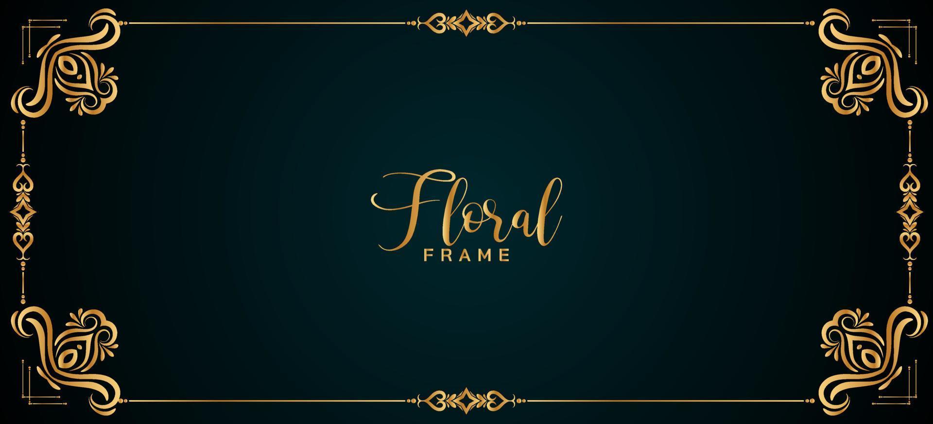 diseño de banner de borde de marco floral dorado elegante decorativo vector