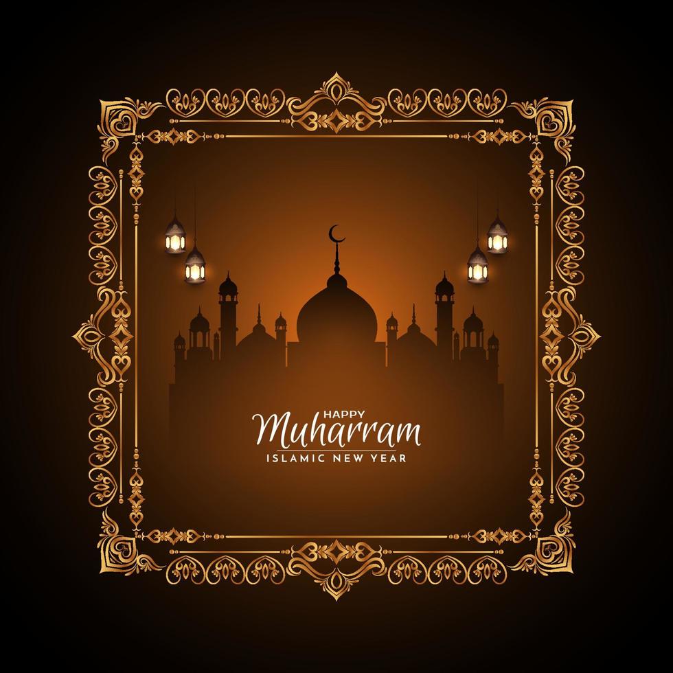Happy Muharram and Islamic new year celebration greeting background vector