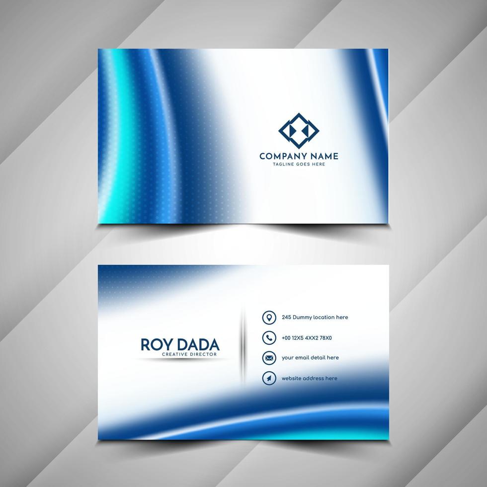 Modern stylish blue wave style business card template vector